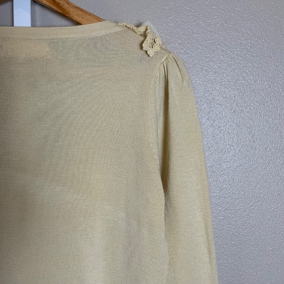 A’Reve Crochet Chiffon Bow V-neckline Cardigan Sweater - Picture 13 of 16